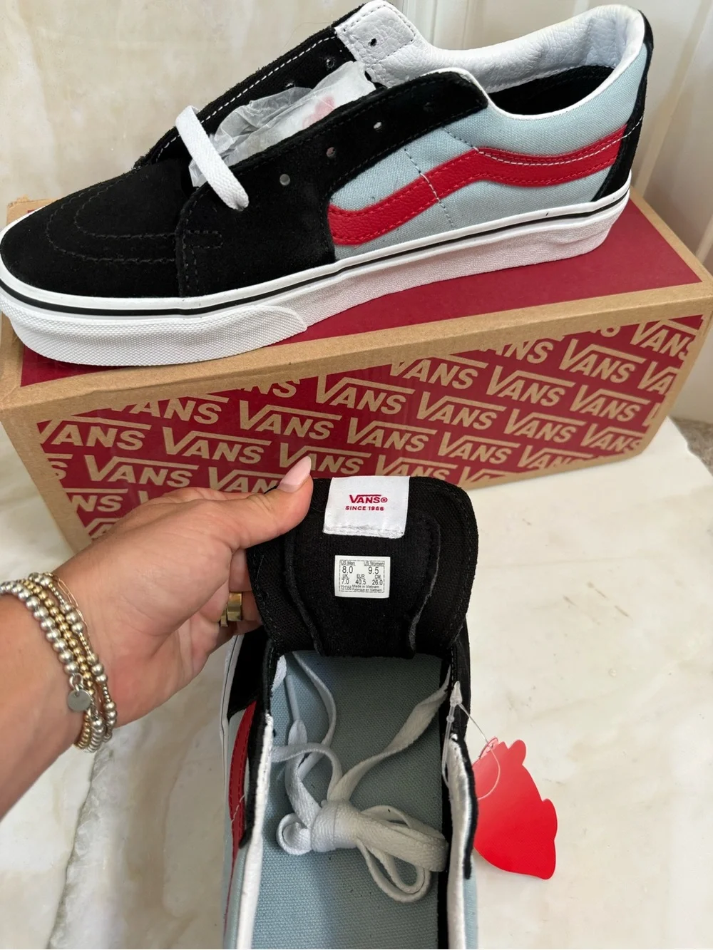 Vans SK8-Low “Black & Winter Sky” Skate Sneakers